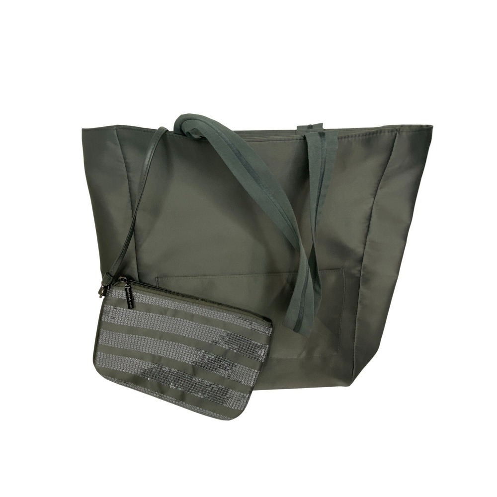 BATH & BODY WORKS Tote Bag Gray Sequin Nylon With Clutch Make-Up Bag New